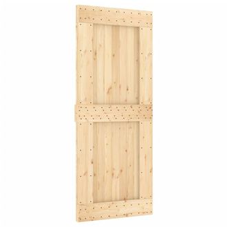 Berkfield Home Sliding Door with Hardware Set 85x210 cm Solid Wood Pine in Natural