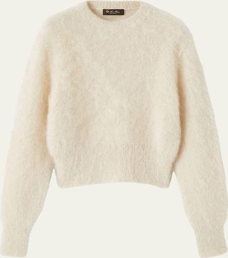 Loro Piana Cherry Hill Mohair-Cashmere Crewneck Sweater