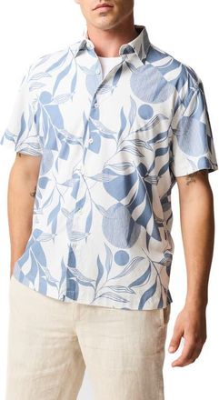 Rodd & Gunn Carrington Floral Short Sleeve Button-Up Shirt in Stonewash at Nordstrom, Size Xxx-Large