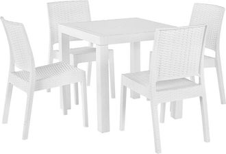 Beliani Beliani - Garden Dining Set Table 6 Stackable Chairs Outdoor Terrace White Fossano