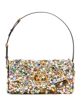 Valentino Garavani DeVain sequin shoulder bag - Gold