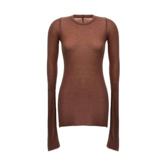 Rick Owens Rib LS T-Shirt - female - Rick Owens - Long Sleeve T-Shirts - Brown - S - Tops