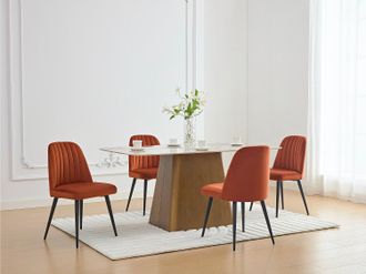 Vente-Unique Sedia in Velluto e Metallo Nero Terracotta - Lotto di 2 - ELEANA