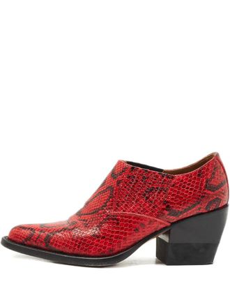 Chlo&eacute; Rylee snakeskin-embossed leather boots - Red