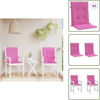 vidaXL The Living Store Cuscini per Sedia con Schienale Basso 2 pz Rosa in Tessuto - Cuscino da giardino