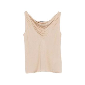 Giorgio Armani Sleeveless Tops, female, Beige, Size: M ASV Jacquard Viscose Jersey Draped Top