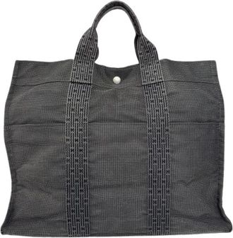 Herm&egrave;s Pre-owned Canvas Tote - Dames - Vintage Shopper - Zwart - ONE Size - Vintage