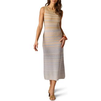 Adrianna Papell Metallic Sweater Knit Midi Dress in Ecru Multi at Nordstrom, Size X-Large