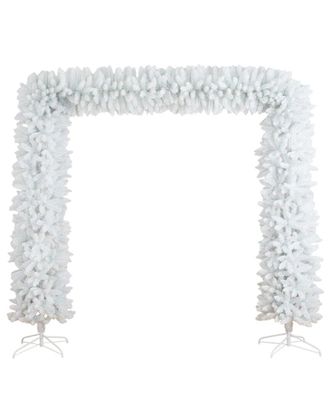 Nearly Natural 8Ft. Artificial Holiday White Christmas Pine Archway