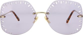 Chlo&eacute; 63mm Oversize Geometric Sunglasses in Gold Violet at Nordstrom Rack