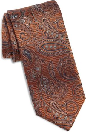 Canali Paisley Silk Tie in Orange at Nordstrom