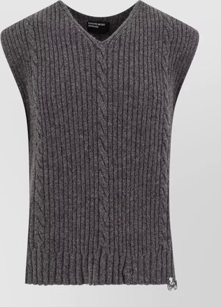 Enfants Riches Deprimes cashmere cable-knit v-neck destroyed-effect jumper