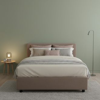 Dmora Dmora - Cama De Plaza Y Media Ddibar, Cama Contenedor Con Revestimiento De Tela, 100% Made In Italy, Apertura Lateral, Con Colch&oacute;n Cm 120x190 Incluido