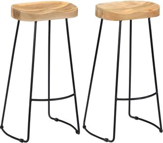 vidaXL Sgabelli Da Bar Gavin 2 Pz In Legno Massello Di Mango Vidaxl