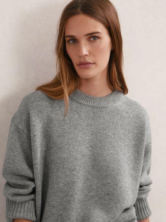 Reiss Grey Marl Wool-cashmere Crew-neck Jumper, XL