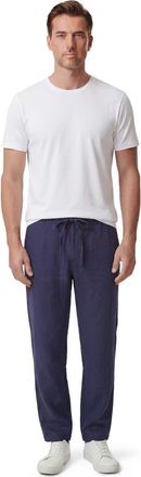 Lords of Harlech Solid Linen Drawstring Pant in Navy at Nordstrom, Size Xx-Large