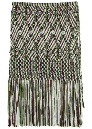 Wales Bonner Wales Bonner Java Tassel Macram&eacute; Midi Skirt - Green - L (UK14 / L)