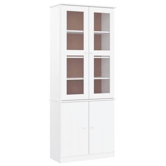 Berkfield Home Glass Display Cabinet ALTA White 77x35x186.5 cm Solid Wood Pine