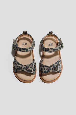 H&M Appliqu&eacute;d Strappy Sandals in Beige/leopard Print at Nordstrom, Size 5.5