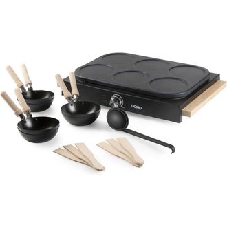 Domo Wok Party Set 2-en-1 - Domo - Do8719w - 6 Personnes - Wok Et Pancakes - 1000 W