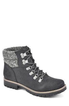White Mountain Pathfield Knit Collar Lace-Up Boot in Black/Fabric at Nordstrom Rack, Size 7.5