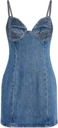Area Crystal-Embellished Denim Minidress Size M