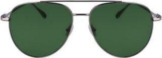 Ferragamo Gancini Evolution 61mm Aviator Sunglasses in Light Ruthenium/green at Nordstrom Rack