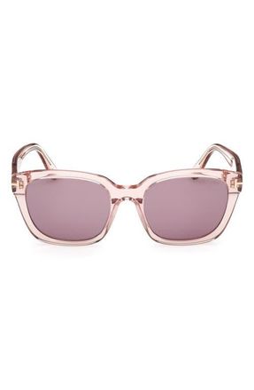 Tom Ford Haylay 53mm Square Sunglasses in Shiny Transparent Powder Rose at Nordstrom
