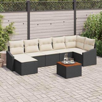 vidaXL Conjunto De Sof&aacute; De Jard&iacute;n 8 Pcs Negro, Blanco Vidaxl