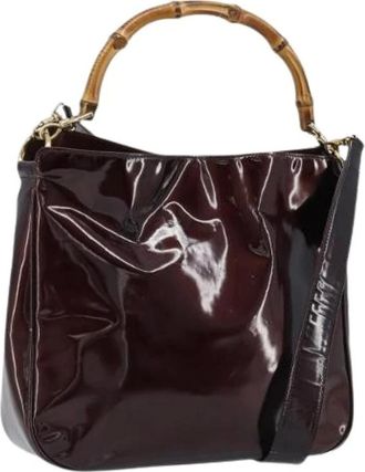 Gucci Pre-owned Handbags, female, Brown, Size: ONE SIZE Pre-owned Vintage Patent Leather Hand Bag