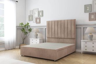 Sloomy Kansas Naples Divan Bed 2 Drawers With 26 Strutted Headboard in Light Brown | Size: Small Single