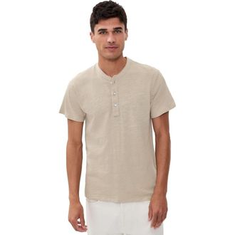 Rag & Bone Mens Classic Short Sleeve Henley, Taupe