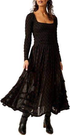 Free People Its Fate Long Sleeve Maxi Dress in Brown Combo at Nordstrom, Size Medium