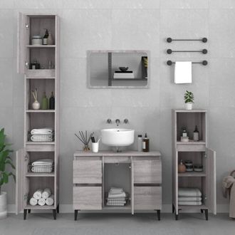 Berkfield Home Sink Cabinet Grey Sonoma 80x33x60 cm Engineered Wood | Size: 80 x 33 x 60 cm
