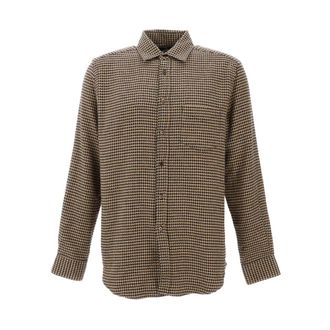 Portuguese Flannel Camicia Pied Poule Astratta - - Shirts - Uomo - Marrone - S