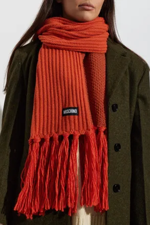 Moschino Scarf With Fringes, Unisex, Orange