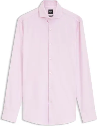 BOSS Slim-fit shirt in structured wrinkle-free cotton