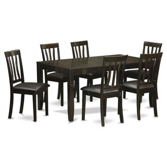 East West Furniture 7 PC Dining room set-Dining Table with Leaf and 6 Dining Chairs