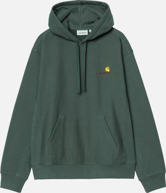 Carhartt Work in Progress Mens Carhartt WIP American Script Hoodie Kale Green - Size: 40