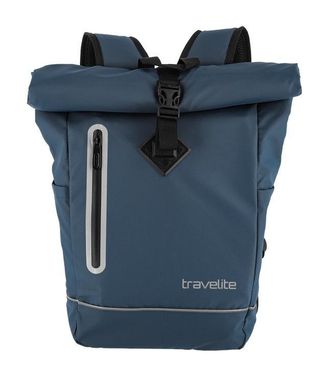 Travelite Freizeitrucksack TRAVELITE BASICS Roll-Up Rucksack Plane, Damen, Gr. B/H/T: 26cm x 60cm x 15cm, blau (marine), Polyester, unifarben mit Farbeins&auml;tzen,