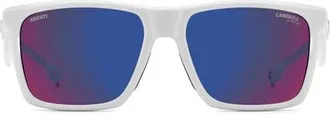 Carrera Carduc 57mm Rectangular Sunglasses in White/blue Ml at Nordstrom