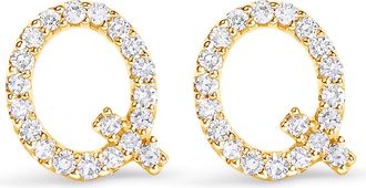 House of Brilliance 10K Gold 1/10 Cttw Diamond Initial A to Z Stud Earring