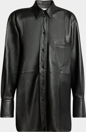 Victoria Beckham Leather Oversized Button-Down Shirt