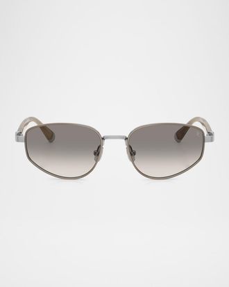 Brunello Cucinelli BC2008ST Titanium Oval Sunglasses
