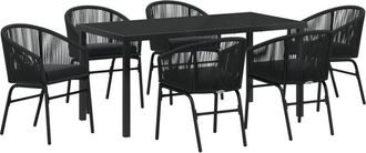 vidaXL Garden Dining Set 7 pcs Black Poly rattan Vidaxl
