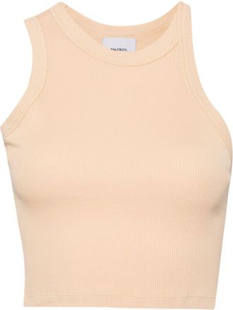 Halfboy logo-embroidered cotton top - women - Cotton - S - Brown