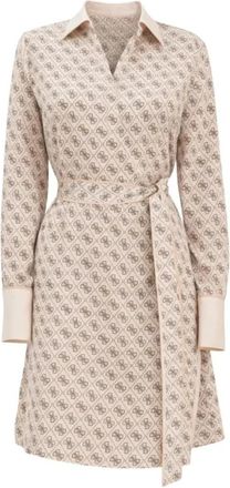 Guess Blerta Jurk - Dames - Shirt Kleedjes - Beige - M - Polyester - Kleedjes
