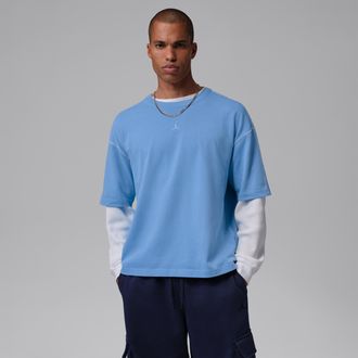 Nike Jordan Mens Jordan Flight Heavyweight Short-Sleeve Top in Blue | IF1911-489