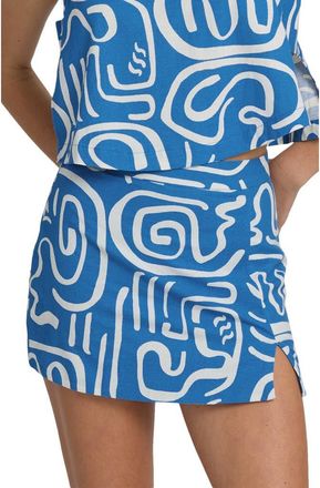 Billabong Wave Washed Printed Cotton & Linen Miniskirt in True Blue at Nordstrom, Size X-Small