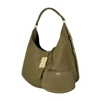 Ganni Womens Kat Shoulder Bag Khaki Synthetic
